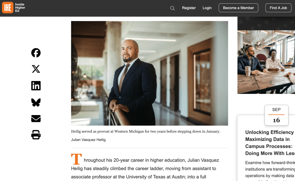 Thoughts in Inside Higher Ed: Provosts Are a ‘Release Valve’